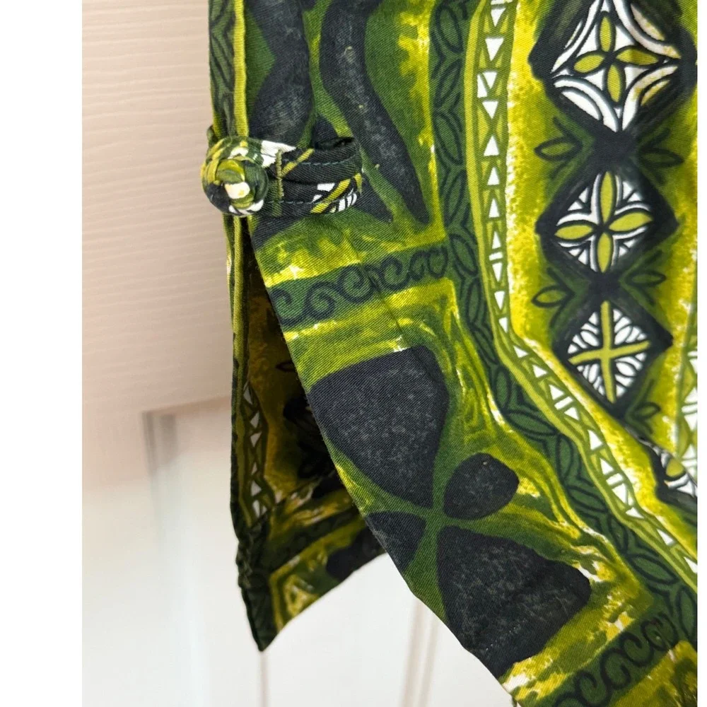 Vintage 60s 70s Hawaiian Honeymoon Set Green Tropical Aloha Barkcloth Matching